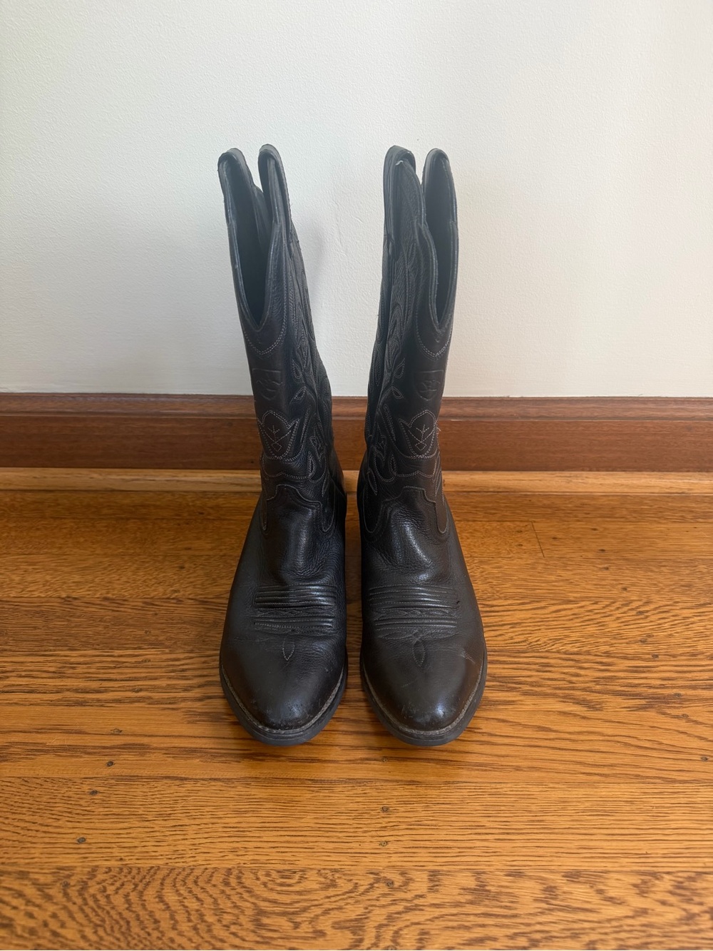 Ariat Black Leather Western Cowboy Boots - Women's Embroidered Mid-Calf - Picture 3 of 6